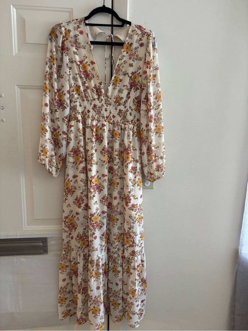 Forever 21 Cream Maxi Dress with Yellow & Pink Floral Print. Never worn.